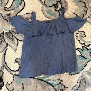 Moa Moa Blue Ruffle Blouse